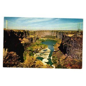 Vintage Postcard Hansen Suspension Bridge Snake River Kodachrome State Hwy 25